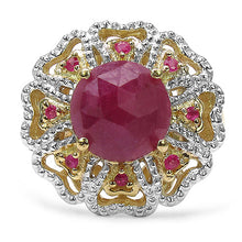 Load image into Gallery viewer, 14K Yellow Gold Plated 5.56 Carat Genuine Pink Sapphire, Ruby &amp; White Diamond .925 Sterling Silver Ring
