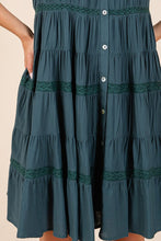 将图片加载到图库查看器，Lace Detail Ruffled Button Down Tiered Dress For Women – Romantic and Feminine Dress with Delicate Lace and Flowing Tiers
