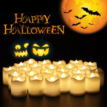 Load image into Gallery viewer, 6/24Pcs Flameless LED Candles Electric Fake Candle Battery Operated LED Tea Lights in Warm White for Wedding Table Festival Celebration Halloween Tea Light Creative Lamp Battery Powered Home Wedding Birthday Party Decoration Lighting

