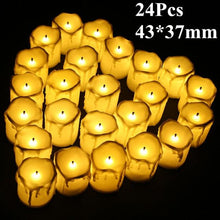 Load image into Gallery viewer, 6/24Pcs Flameless LED Candles Electric Fake Candle Battery Operated LED Tea Lights in Warm White for Wedding Table Festival Celebration Halloween Tea Light Creative Lamp Battery Powered Home Wedding Birthday Party Decoration Lighting
