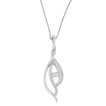 Load image into Gallery viewer, Espira 10K White Gold Round Diamond Accented Open Cascade Twist 18" Pendant Necklace (1/10 Cttw, J-K Color, I1-I2 Clarity)
