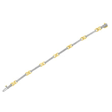 Load image into Gallery viewer, 10K Yellow Gold 1.00 Cttw Pave Set Diamond Bar and  X-Link 7" Bracelet (I-J Color, I3 Quality)
