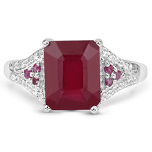 将图片加载到图库查看器，4.49 Carat Glass Filled Ruby and White Topaz .925 Sterling Silver Ring
