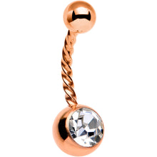 将图片加载到图库查看器，Clear Gem Rose Gold IP Seriously Twisted Belly Ring
