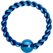 Load image into Gallery viewer, 16G 5/16" Light Blue IP So Twisted Captive Style Seamless Ring
