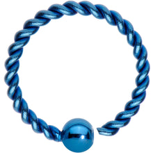Load image into Gallery viewer, 16G 3/8" Light Blue IP So Twisted Captive Style Seamless Ring
