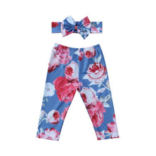 Load image into Gallery viewer, Luxury Modern Girls Summer Floral Baby Girls Pant with Headband Newborn Kid Girls Floral Bottoms Long Pants Trousers  In Flower Design  For Girls With Bow
