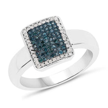 Load image into Gallery viewer, 0.52 Carat Genuine Blue Diamond and White Diamond .925 Sterling Silver Ring
