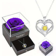 将图片加载到图库查看器，Permanent Rose Gift Box, Love Rose Multi Pendant Necklace, Women's Simple and Exquisite Jewelry, Gift for Mother, Lover, Best Friend, New Year's Gift, Mother's Day Gift, Birthday Gift, Party, Thanksgiving Gift, Allergen resis
