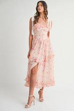 Load image into Gallery viewer, Floral Printed Shoulder Strap Midi Dress For Women – Floral Midi Dress, Shoulder Strap Dress, Ruffled Midi Dress, Feminine Floral Dress, Elegant Occasion Dress
