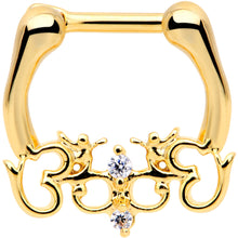 Load image into Gallery viewer, 1/4 Clear CZ Gem Gold Tone Anodized Angel Swirl Nipple Clicker Set
