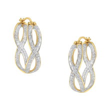 Load image into Gallery viewer, 10K Yellow and White Gold 1/4 cttw Diamond Double Infinity Hoop Earrings (I-J Clarity, I1-I2 Color)
