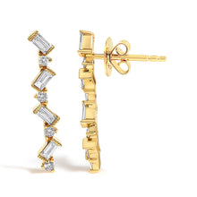Load image into Gallery viewer, 14K Yellow Gold 1/2 Cttw Diamond Zig Zag Drop Earrings (I-J Color, SI2-I1 Clarity)
