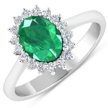 Load image into Gallery viewer, 1.87 Carat Genuine Zambian Emerald  and White Diamond 14K White Gold Ring
