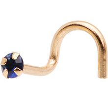 Load image into Gallery viewer, Solid 14K Yellow Gold 2mm Blue Cubic Zirconia SOLITAIRE Nose Ring

