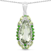 Load image into Gallery viewer, "5.54 Carat Genuine Green Amethyst, Peridot and Chrome Diopside .925 Sterling Silver Pendant
