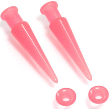 Load image into Gallery viewer, 2 in 1 Pink Glow in Dark Interchangeable Screw Fit Plug and Taper Set
