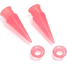 Load image into Gallery viewer, 2 in 1 Pink Glow in Dark Interchangeable Screw Fit Plug and Taper Set
