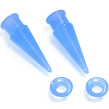 Load image into Gallery viewer, 2 in 1 Blue Glow in Dark Interchangeable Screw Fit Plug and Taper Set
