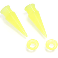 Load image into Gallery viewer, 2 in 1 Yellow Glow in Dark Interchangeable Screw Fit Plug and Taper Set
