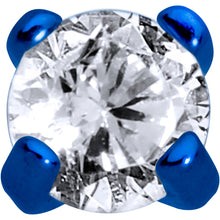 Load image into Gallery viewer, 1/4 Clear 2mm Gem Blue IP Internally Threaded Labret Monroe Tragus
