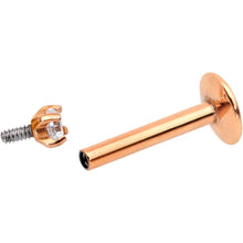 将图片加载到图库查看器，5/16 Clear 2mm Gem Rose Gold IP Internally Threaded Labret Monroe Tragus
