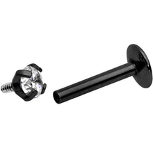 将图片加载到图库查看器，5/16 Clear 2mm Gem Black IP Internally Threaded Labret Monroe Tragus

