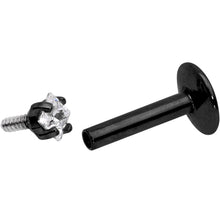 将图片加载到图库查看器，1/4 Clear Square CZ Black PVD Internally Threaded Labret Monroe
