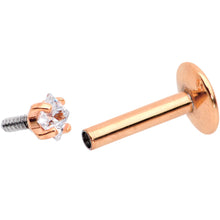 Load image into Gallery viewer, 5/16 Clear Square CZ Rose Gold PVD Internally Threaded Labret Monroe
