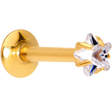 Load image into Gallery viewer, 5/16 Clear Star CZ Gem Gold PVD Internally Threaded Labret Monroe
