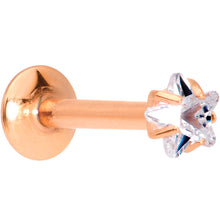 Load image into Gallery viewer, 5/16 Clear Star CZ Gem Rose Gold PVD Internally Threaded Labret Monroe
