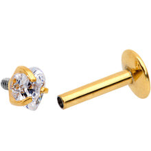 Load image into Gallery viewer, 1/4 Clear Heart CZ Gold PVD Internally Threaded Labret Monroe
