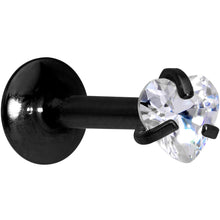 将图片加载到图库查看器，1/4 Clear Heart CZ Black PVD Internally Threaded Labret Monroe
