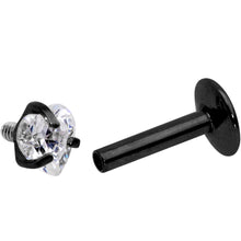 将图片加载到图库查看器，1/4 Clear Heart CZ Black PVD Internally Threaded Labret Monroe
