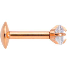 Load image into Gallery viewer, 1/4 Clear Heart CZ Rose Gold PVD Internally Threaded Labret Monroe
