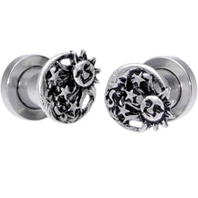 Load image into Gallery viewer, Cosmic Sun and Moon Screw Fit Tunnel Plug Set 6mm to 25mm
