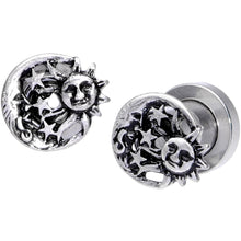 Load image into Gallery viewer, Cosmic Sun and Moon Screw Fit Tunnel Plug Set 6mm to 25mm
