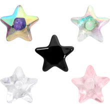 Load image into Gallery viewer, 16G 1/4 Multi Color Star Gem Cartilage Tragus Earring Five Pack Set
