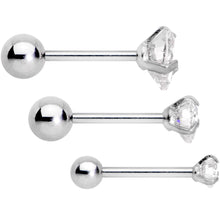 将图片加载到图库查看器，16G 5/16 Clear Gem Heart Trio Tragus Cartilage Earring Set of 3
