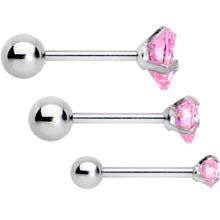 Load image into Gallery viewer, 16G 5/16 Pink Gem Heart Trio Tragus Cartilage Earring Set of 3
