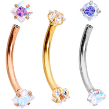 将图片加载到图库查看器，3/8 Clear Gem Anodized Curved Eyebrow Ring Set of 3
