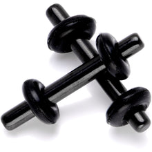 将图片加载到图库查看器，Black Anodized Titanium Micro Straight Plug Set 14G to 8G
