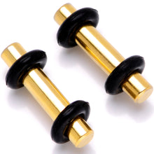 Load image into Gallery viewer, Gold Tone Anodized Titanium Micro Straight Plug Set 14G to 8G
