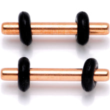 Load image into Gallery viewer, Rose Gold Tone Anodized Titanium Micro Straight Plug Set 14G to 12G
