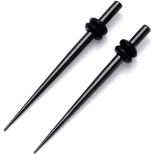 Load image into Gallery viewer, Black Anodized Titanium Micro Taper Straight Plug Set 14G to 8G
