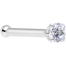 Load image into Gallery viewer, 20G Solid 14K White Gold 2mm Cubic Zirconia Nose Stud Ring
