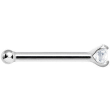 Load image into Gallery viewer, 20G Solid 14K White Gold 2mm Cubic Zirconia Nose Stud Ring
