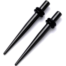 Load image into Gallery viewer, Black Anodized Titanium Micro Taper Straight Plug Set 14G to 8G
