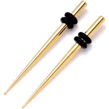 Load image into Gallery viewer, Gold Tone Anodized Titanium Micro Taper Straight Plug Set 14G to 8G
