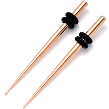 Load image into Gallery viewer, Rose Gold Tone Anodized Titanium Micro Taper Straight Plug Set 14G to 8G
